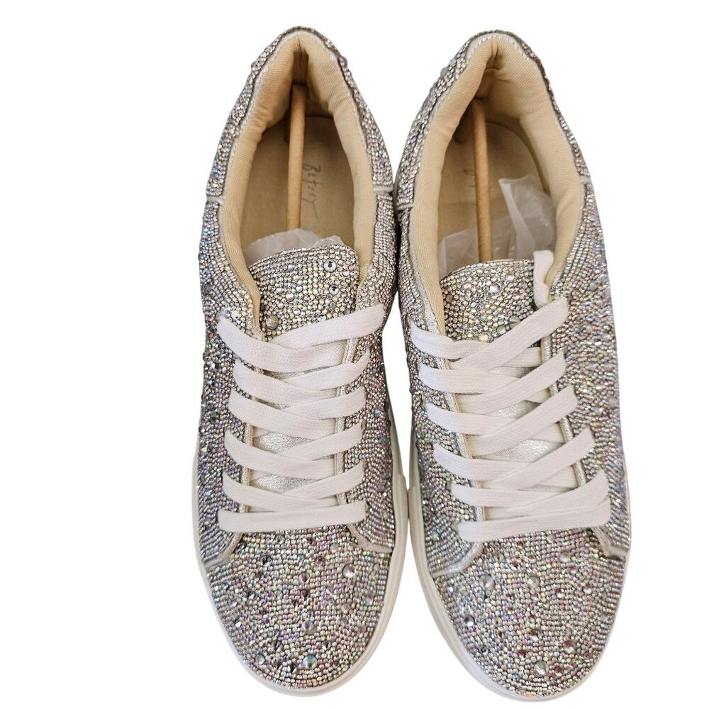 Betsey Johnson Sidny Rhinestone Sneakers Silver/White Size 10M - Picture 8 of 15